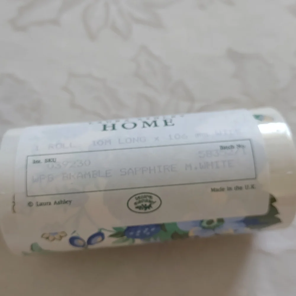 Laura Ashley Home wallpaper border Bramble Sapphire white floral